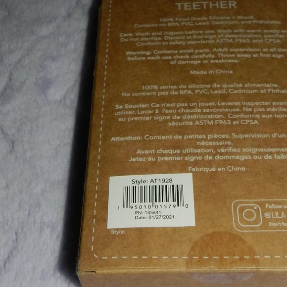 Lila & Jack 100% Food Grade & Beech Wood Silicone & Gem Baby Teether (Pink) NEW - Picture 10 of 10